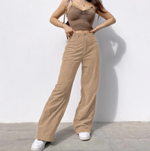 Load image into Gallery viewer, JMPRS High Waist Women Corduroy Pants Loose Autumn Fashion European Wide Leg Pants Causal Solid Black Streetwear Trousers 2021
