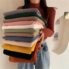 Load image into Gallery viewer, Spring Autumn Turtleneck Pullovers Sweaters Basic Women Long Sleeve Korean Slim Sweaters Casual Jumper Female Knitted Top|Pullovers| - AliExpress
