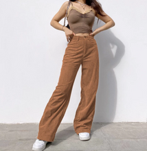 Load image into Gallery viewer, JMPRS High Waist Women Corduroy Pants Loose Autumn Fashion European Wide Leg Pants Causal Solid Black Streetwear Trousers 2021
