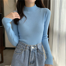 Load image into Gallery viewer, Spring Autumn Turtleneck Pullovers Sweaters Basic Women Long Sleeve Korean Slim Sweaters Casual Jumper Female Knitted Top|Pullovers| - AliExpress
