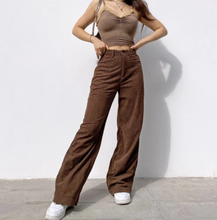 Load image into Gallery viewer, JMPRS High Waist Women Corduroy Pants Loose Autumn Fashion European Wide Leg Pants Causal Solid Black Streetwear Trousers 2021
